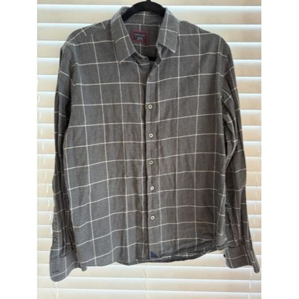 UNTUCKit Men's M Gray/White Check Shirt, Long Sleeve, Button-Up, Cotton